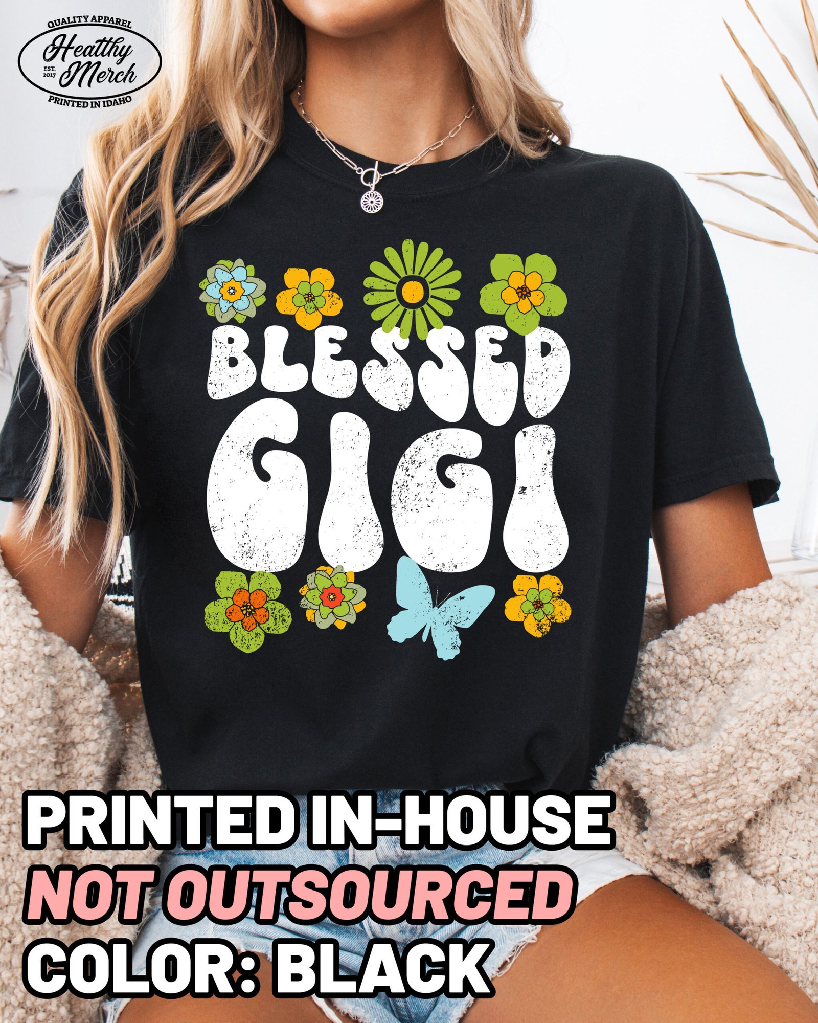 Blessed Gigi Boho Retro Shirt Comfort Colors Grandma Tee - Image 7