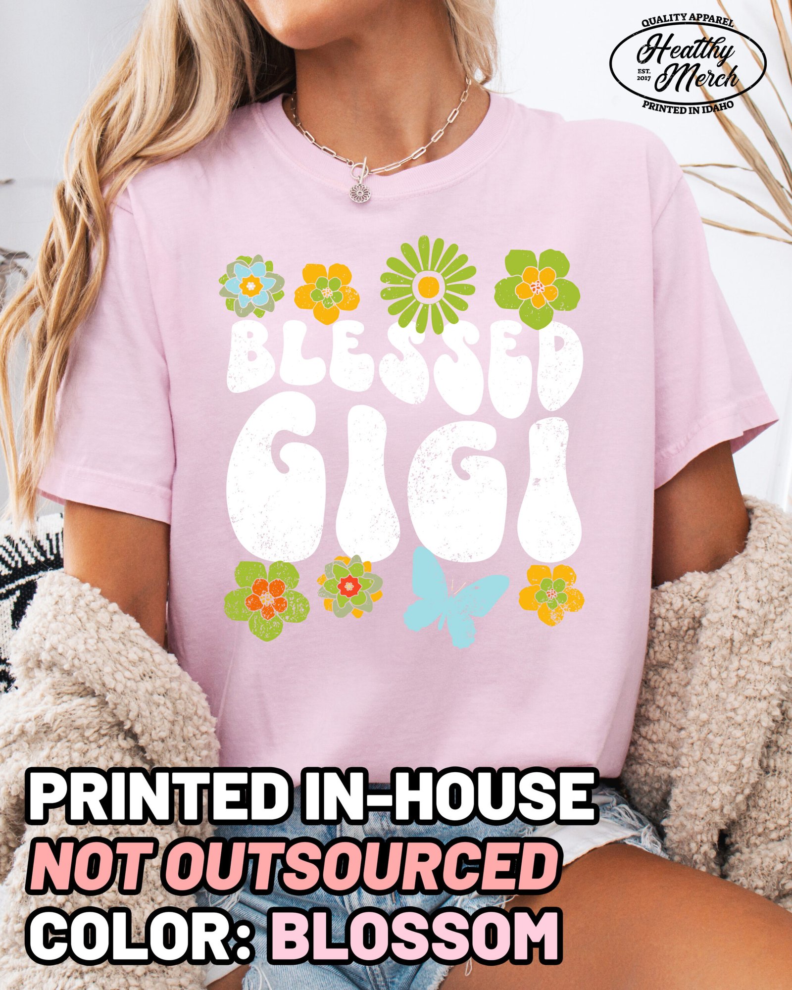 Blessed Gigi Boho Retro Shirt Comfort Colors Grandma Tee - Image 9