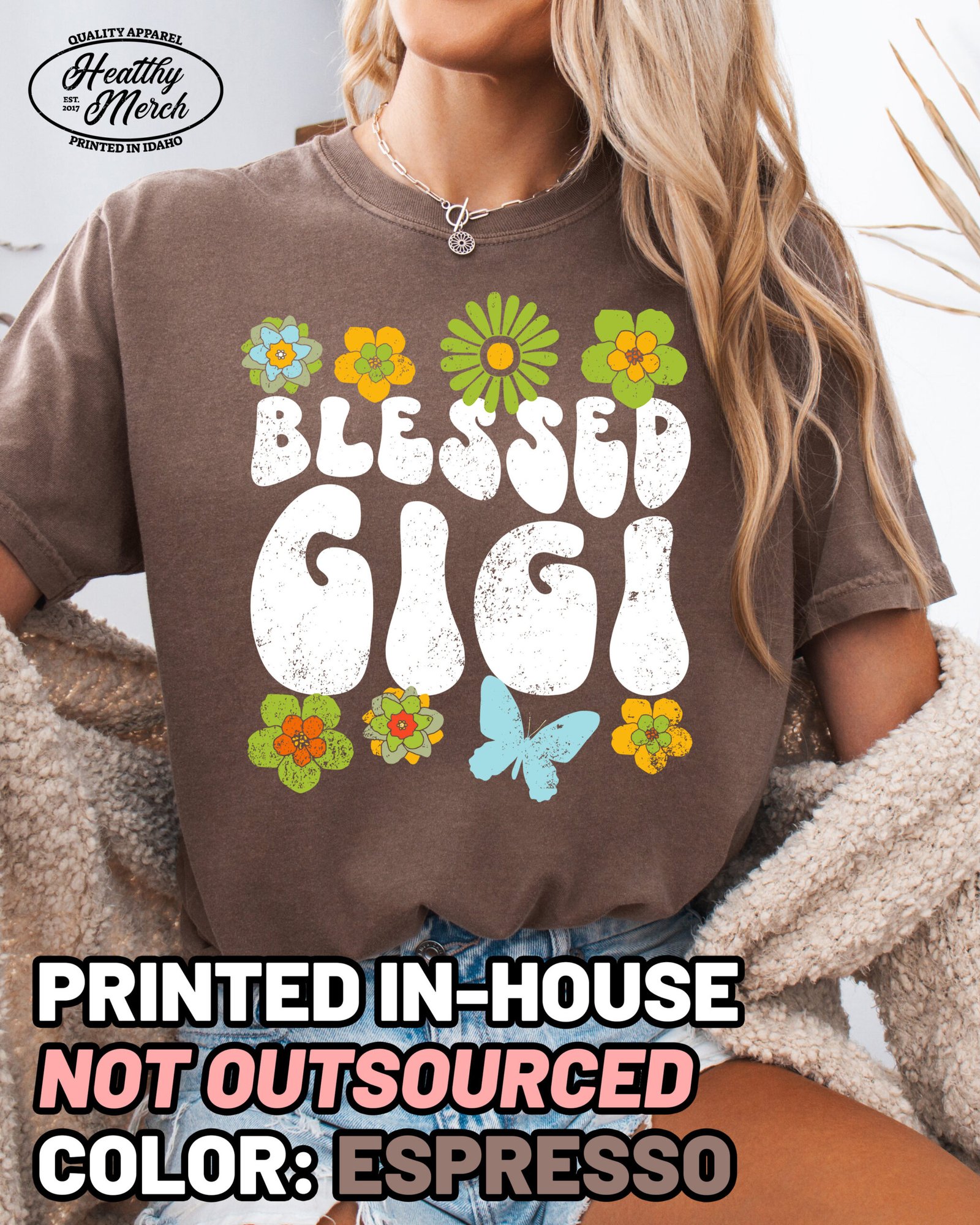 Blessed Gigi Boho Retro Shirt Comfort Colors Grandma Tee - Image 5