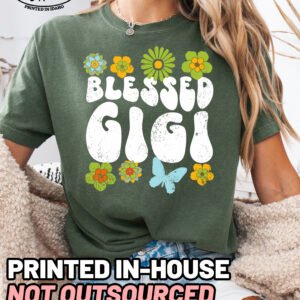 Blessed Gigi Boho Retro Shirt Comfort Colors Grandma Tee - Image 4