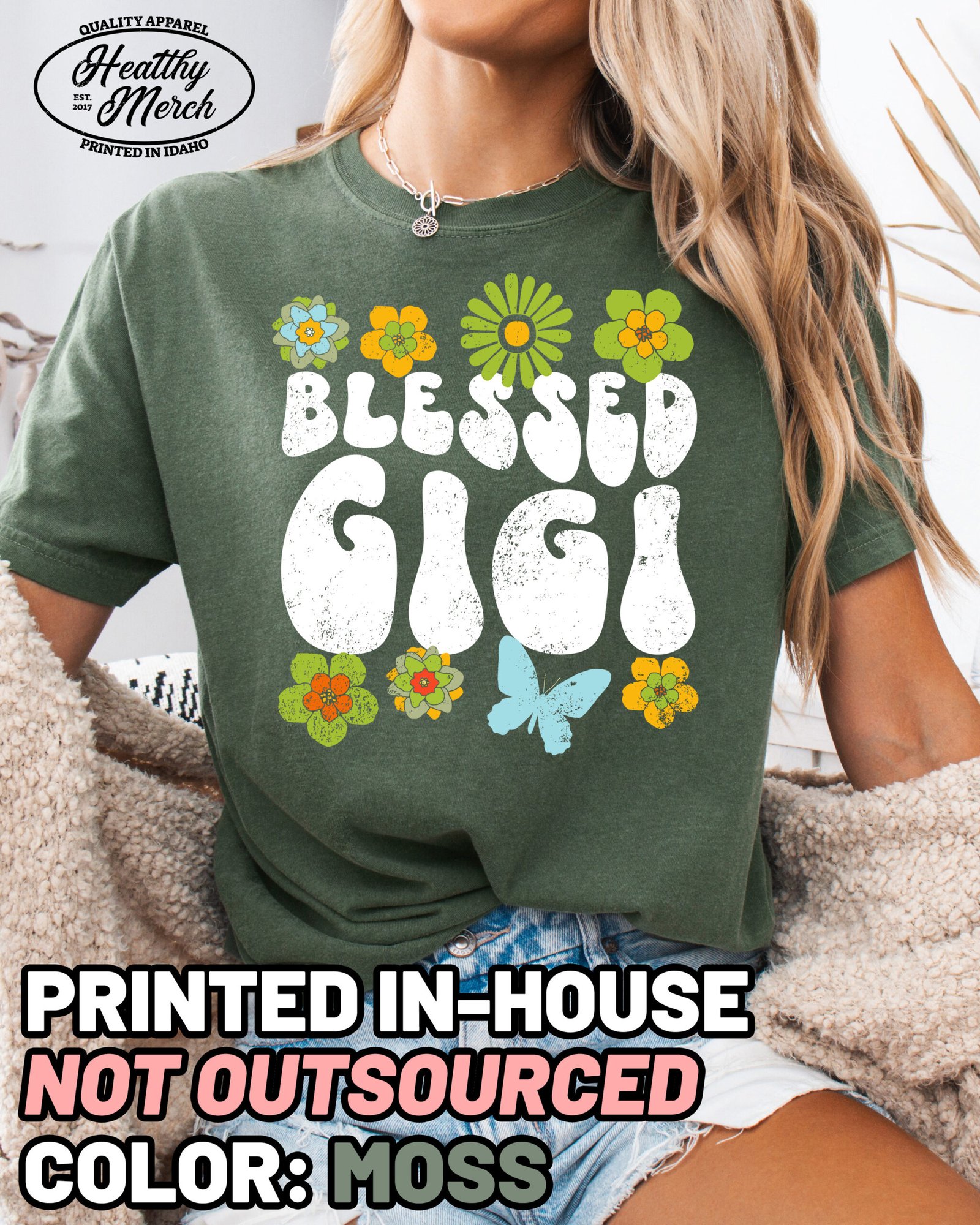Blessed Gigi Boho Retro Shirt Comfort Colors Grandma Tee - Image 4