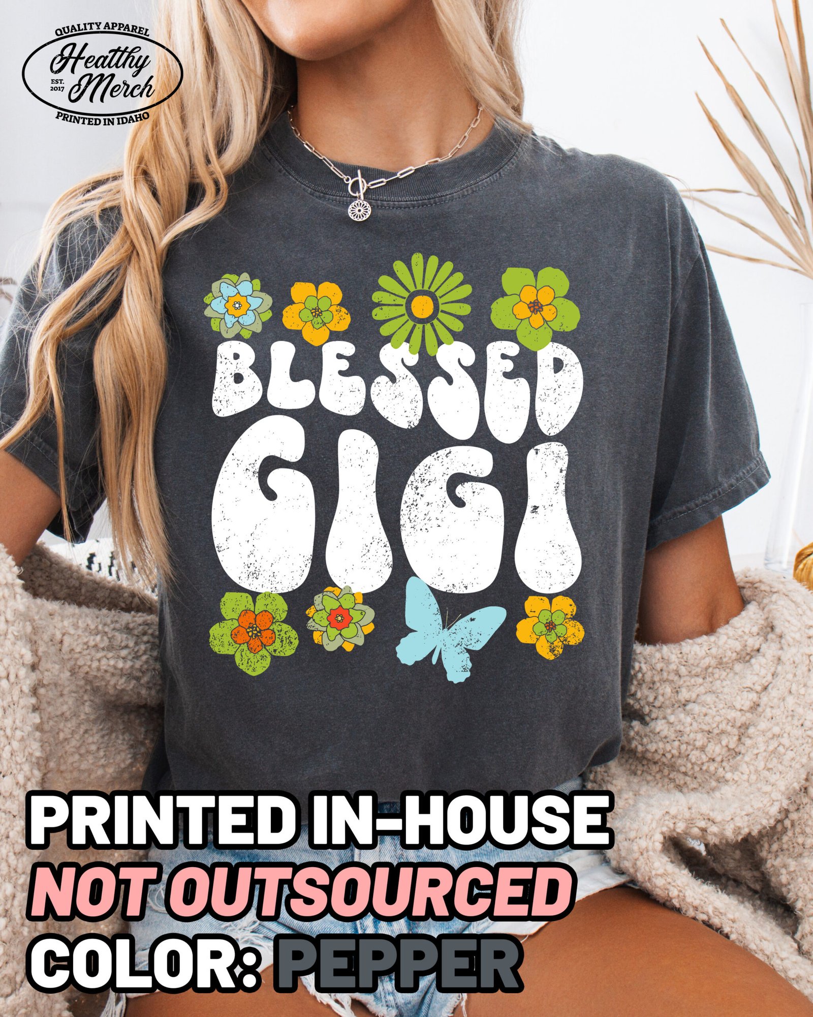 Blessed Gigi Boho Retro Shirt Comfort Colors Grandma Tee - Image 1