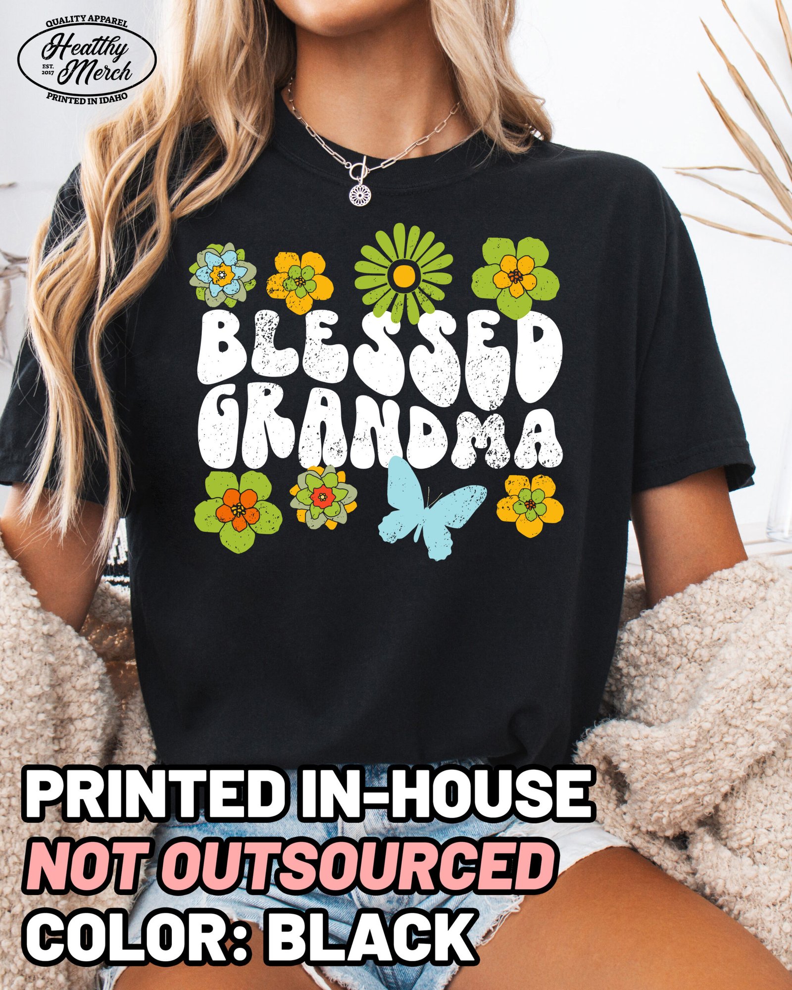 Retro Blessed Grandma Shirt Comfort Colors Tee - Image 4