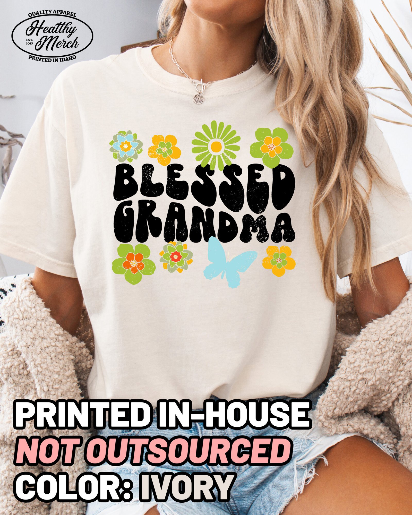 Retro Blessed Grandma Shirt Comfort Colors Tee - Image 11