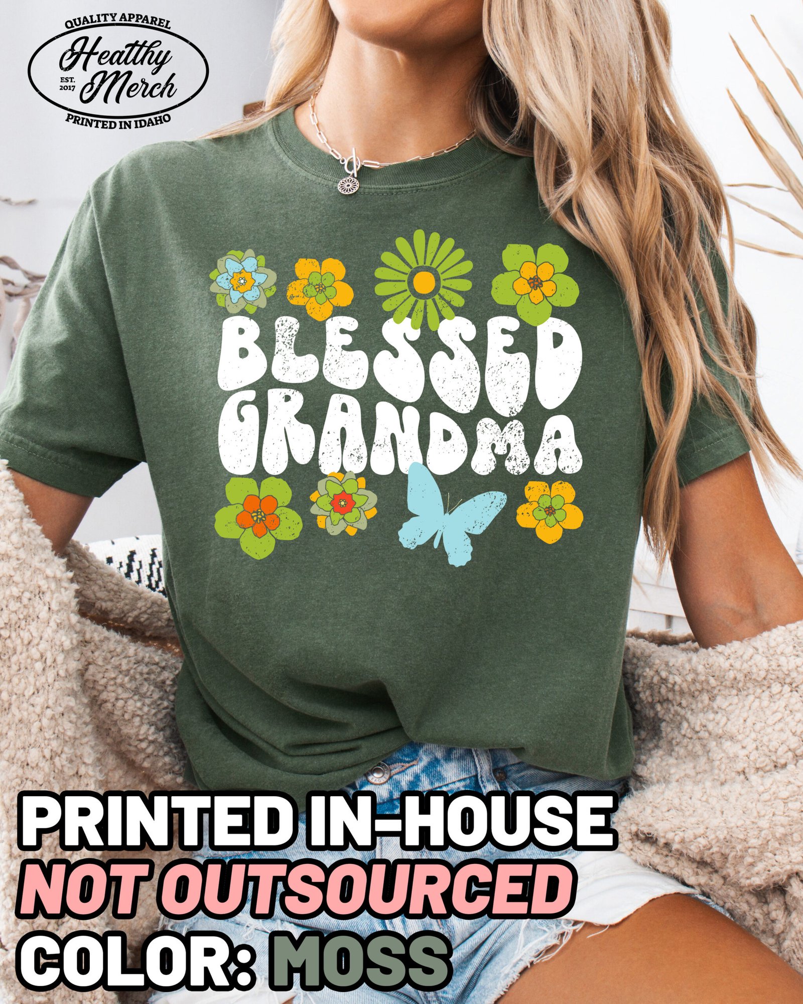 Retro Blessed Grandma Shirt Comfort Colors Tee - Image 9