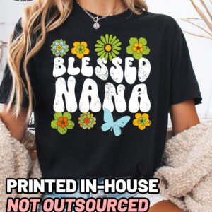 Retro Flowers Blessed Nana Shirt Comfort Colors Grandma Tee - Image 4