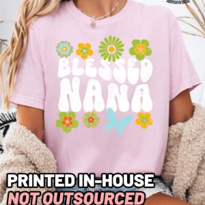 Retro Flowers Blessed Nana Shirt Comfort Colors Grandma Tee - Image 6