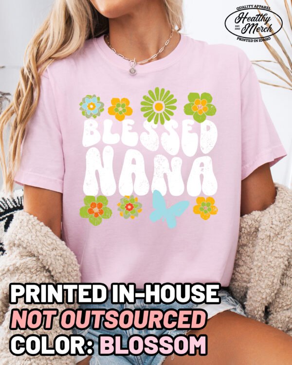 Retro Flowers Blessed Nana Shirt Comfort Colors Grandma Tee
