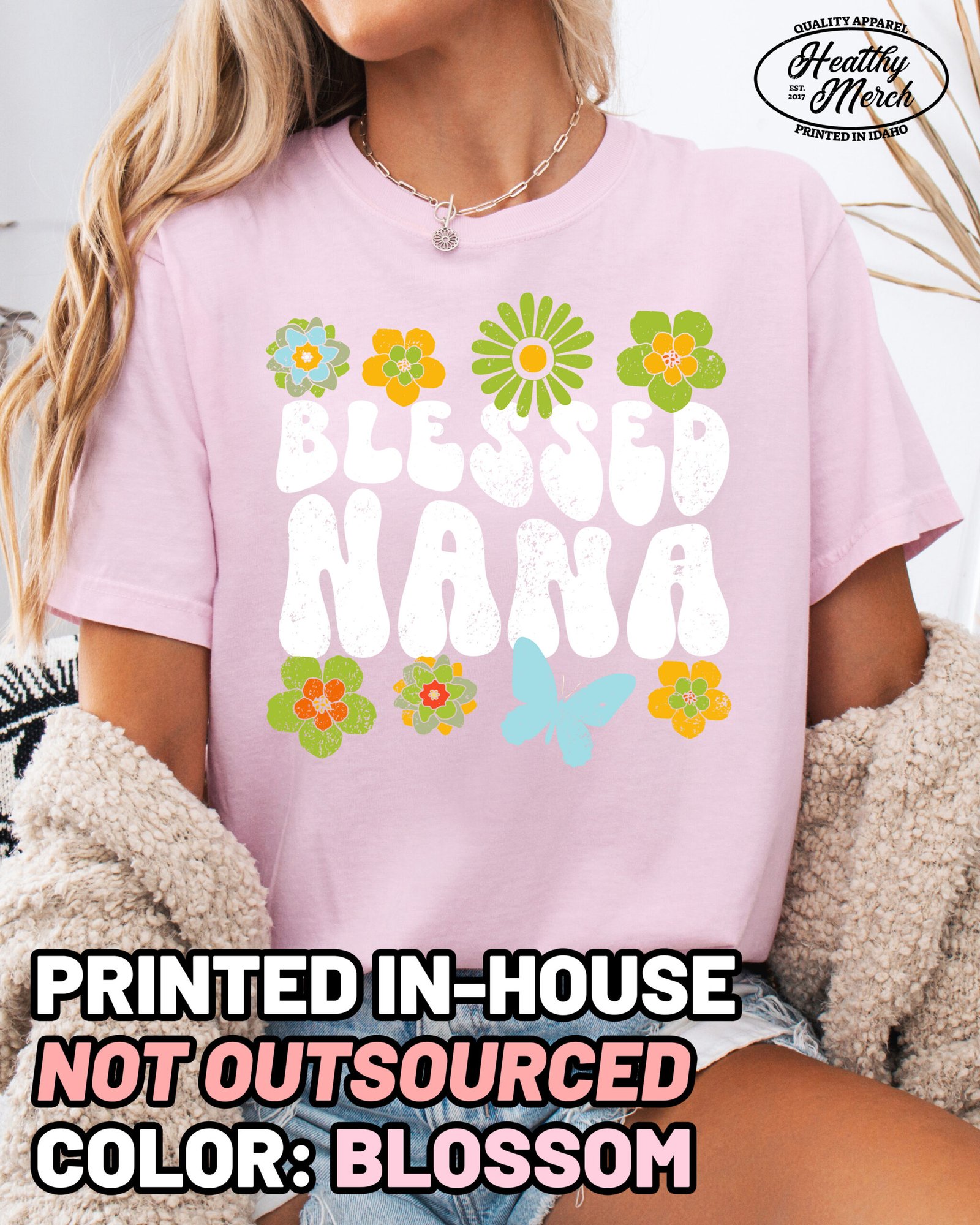 Retro Flowers Blessed Nana Shirt Comfort Colors Grandma Tee - Image 6