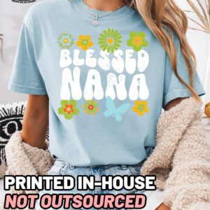 Retro Flowers Blessed Nana Shirt Comfort Colors Grandma Tee - Image 5