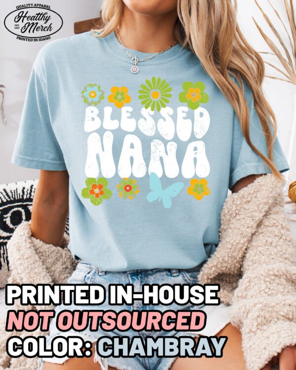 Retro Flowers Blessed Nana Shirt Comfort Colors Grandma Tee