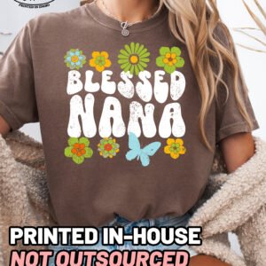 Retro Flowers Blessed Nana Shirt Comfort Colors Grandma Tee - Image 10