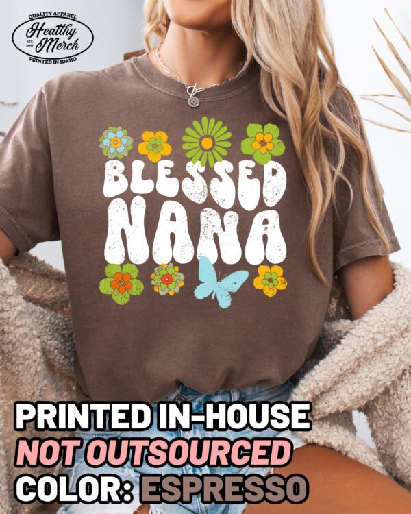 Retro Flowers Blessed Nana Shirt Comfort Colors Grandma Tee
