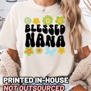 Retro Flowers Blessed Nana Shirt Comfort Colors Grandma Tee - Image 11
