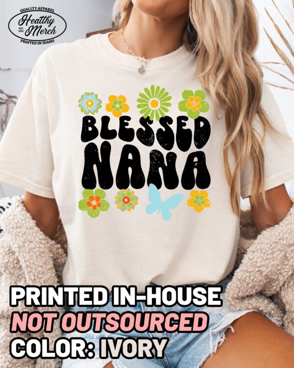 Retro Flowers Blessed Nana Shirt Comfort Colors Grandma Tee