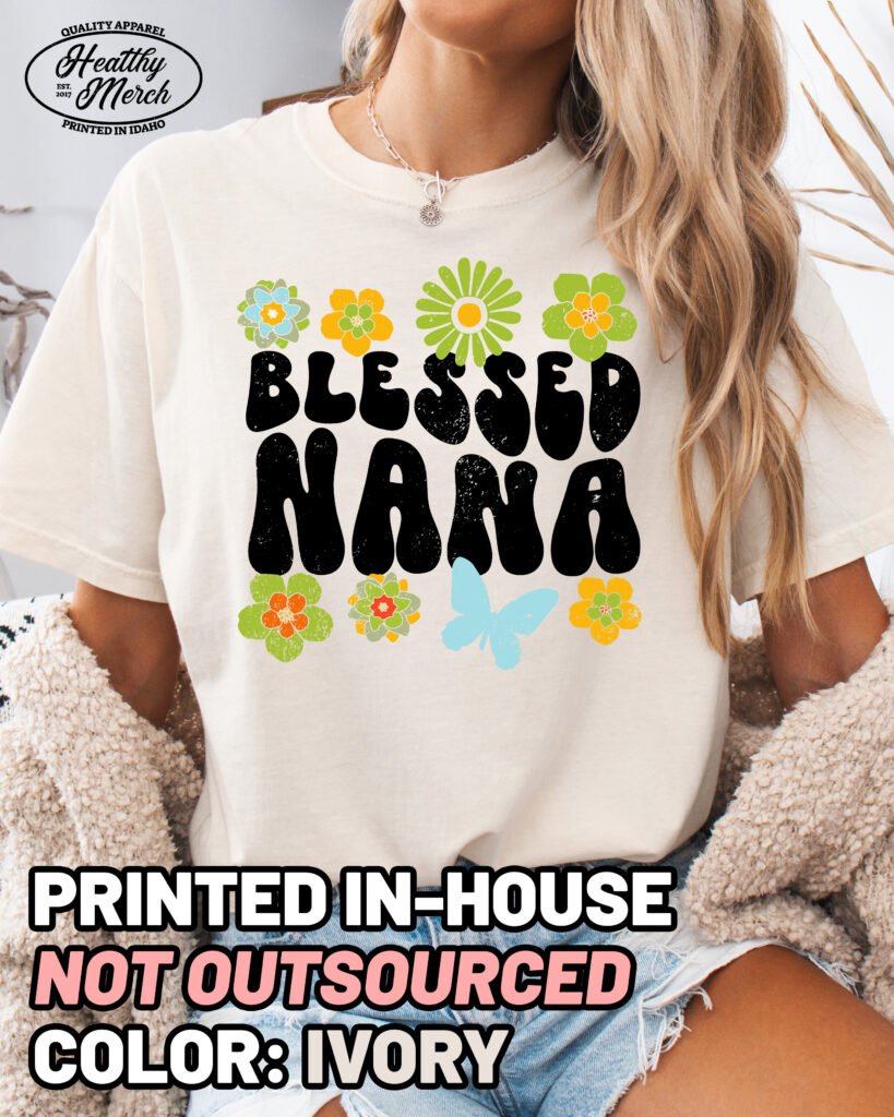 Retro Flowers Blessed Nana Shirt Comfort Colors Grandma Tee