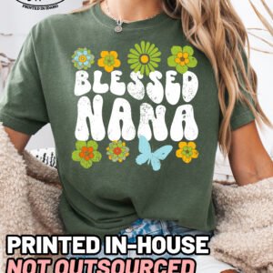 Retro Flowers Blessed Nana Shirt Comfort Colors Grandma Tee - Image 9