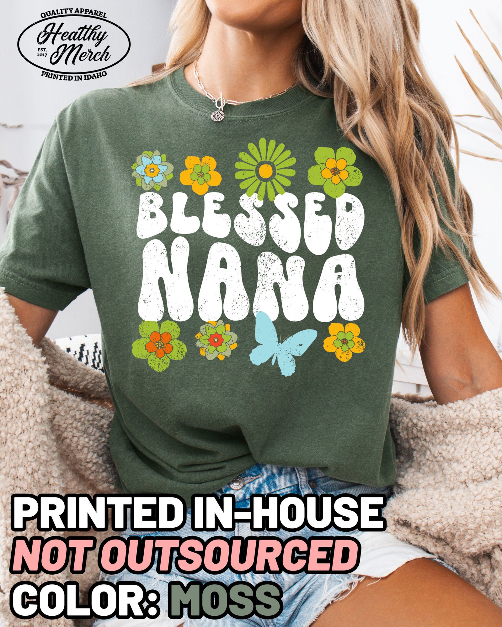 Retro Flowers Blessed Nana Shirt Comfort Colors Grandma Tee - Image 9