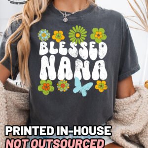 Retro Flowers Blessed Nana Shirt Comfort Colors Grandma Tee