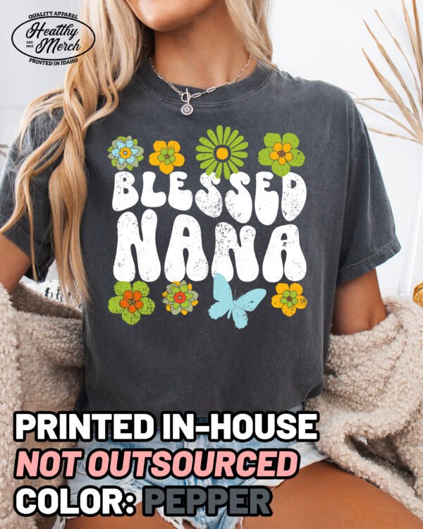Retro Flowers Blessed Nana Shirt Comfort Colors Grandma Tee