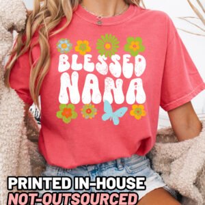 Retro Flowers Blessed Nana Shirt Comfort Colors Grandma Tee - Image 7