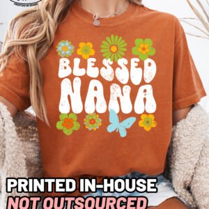 Retro Flowers Blessed Nana Shirt Comfort Colors Grandma Tee - Image 8