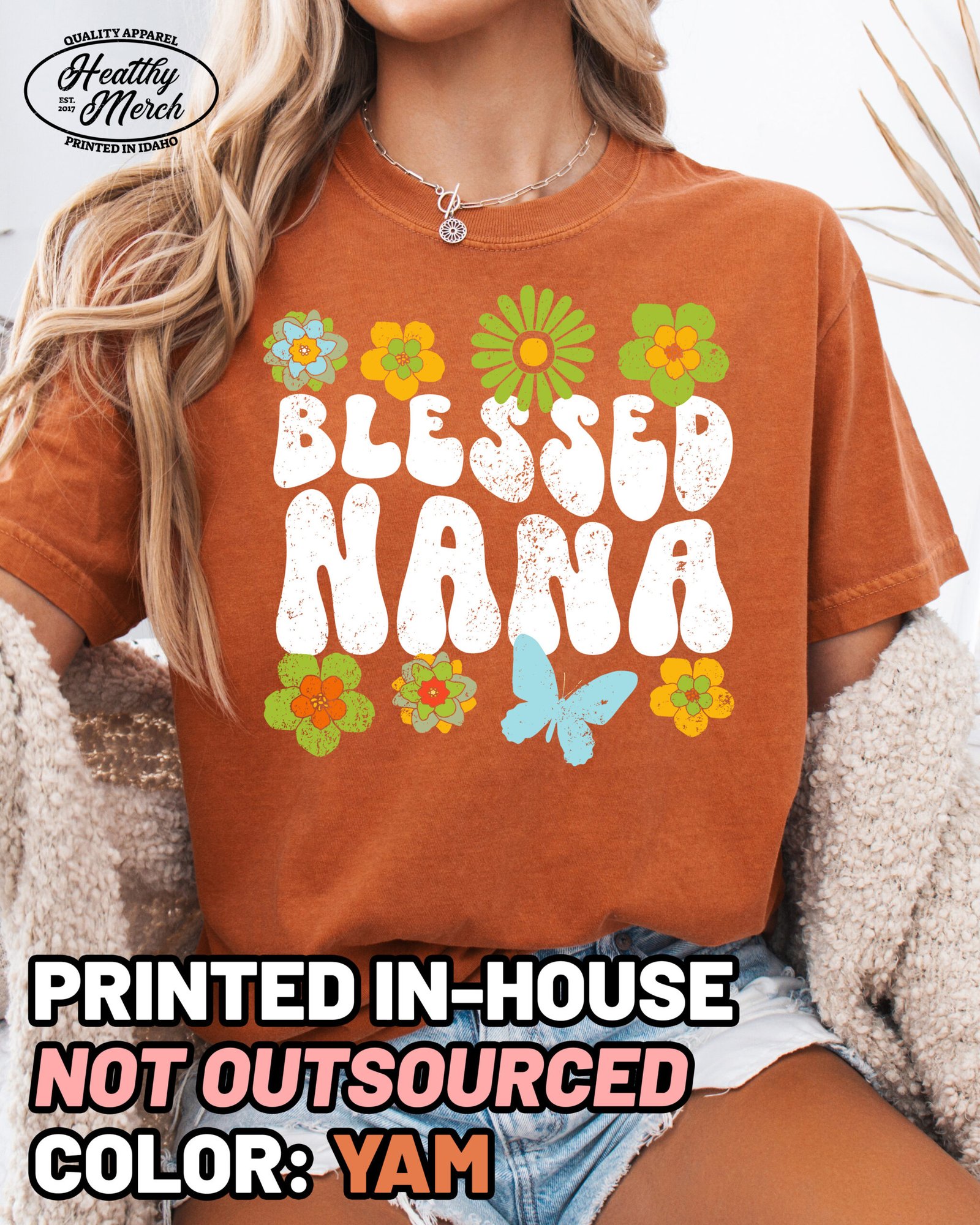Retro Flowers Blessed Nana Shirt Comfort Colors Grandma Tee - Image 8