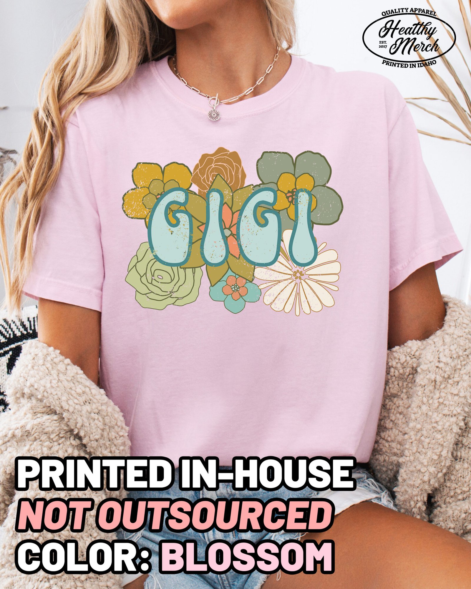 Boho Flowers Gigi Shirt Comfort Colors Grandma Tee - Image 9
