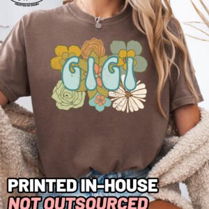 Boho Flowers Gigi Shirt Comfort Colors Grandma Tee - Image 4