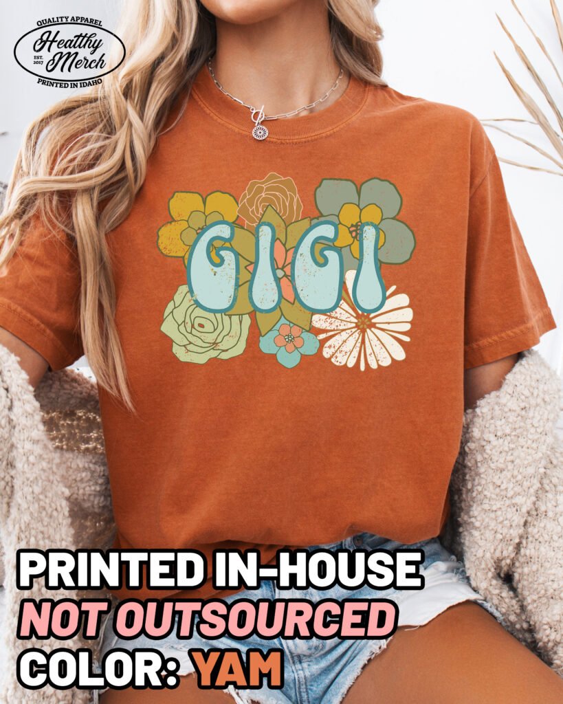 Boho Flowers Gigi Shirt Comfort Colors Grandma Tee