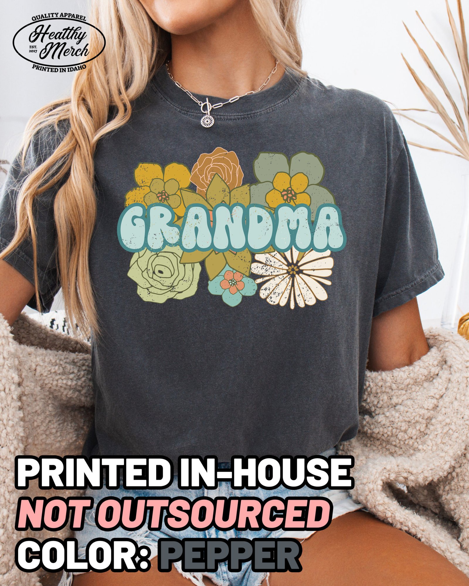 BOHO Retro Grandma Shirt Comfort Colors Tee - Image 1