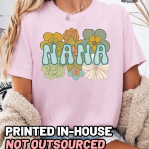 BOHO Nana Flower Retro Shirt Comfort Colors Grandma Tee - Image 8