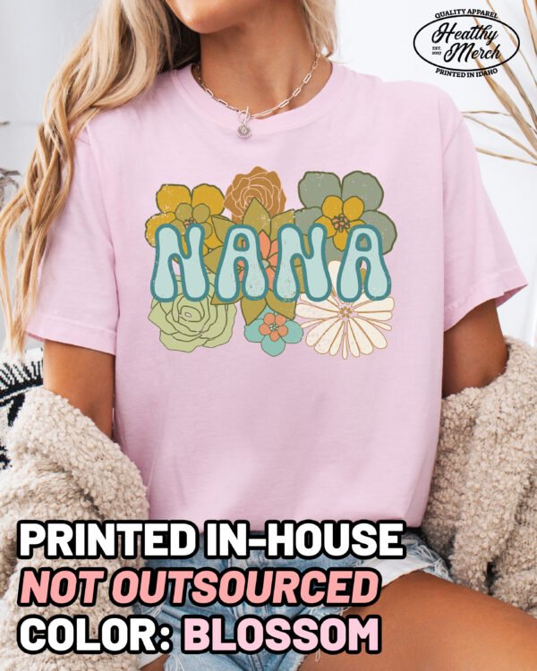 BOHO Nana Flower Retro Shirt Comfort Colors Grandma Tee