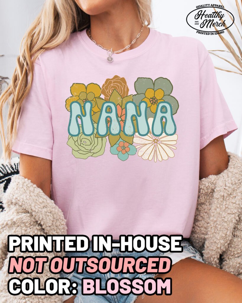 BOHO Nana Flower Retro Shirt Comfort Colors Grandma Tee