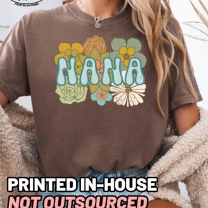 BOHO Nana Flower Retro Shirt Comfort Colors Grandma Tee - Image 11