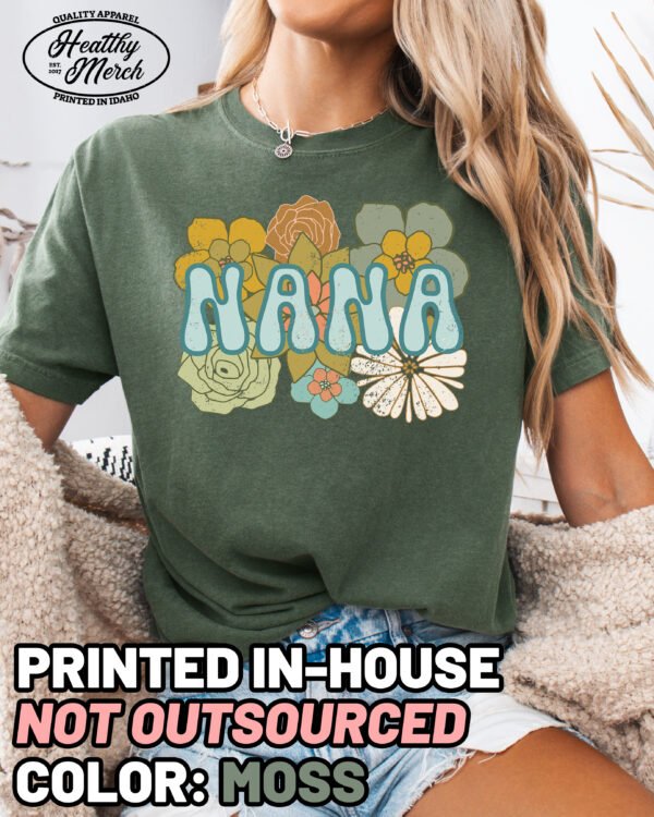 BOHO Nana Flower Retro Shirt Comfort Colors Grandma Tee
