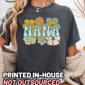BOHO Nana Flower Retro Shirt Comfort Colors Grandma Tee - Image 6