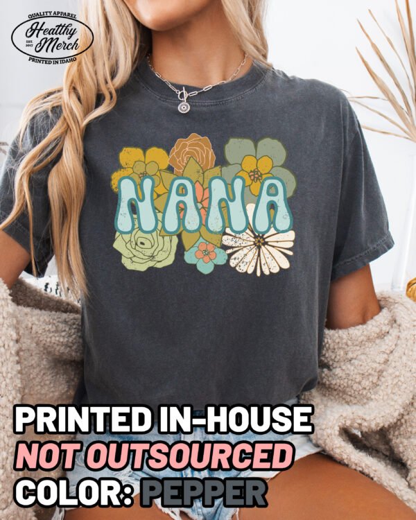 BOHO Nana Flower Retro Shirt Comfort Colors Grandma Tee
