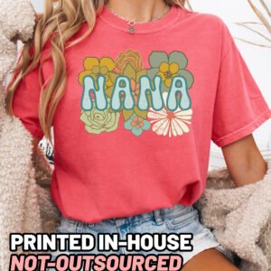 BOHO Nana Flower Retro Shirt Comfort Colors Grandma Tee - Image 9