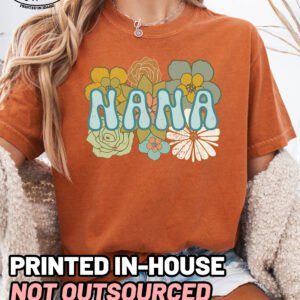 BOHO Nana Flower Retro Shirt Comfort Colors Grandma Tee - Image 10