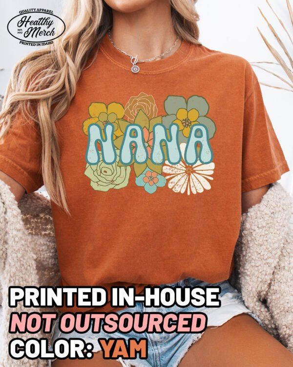 BOHO Nana Flower Retro Shirt Comfort Colors Grandma Tee