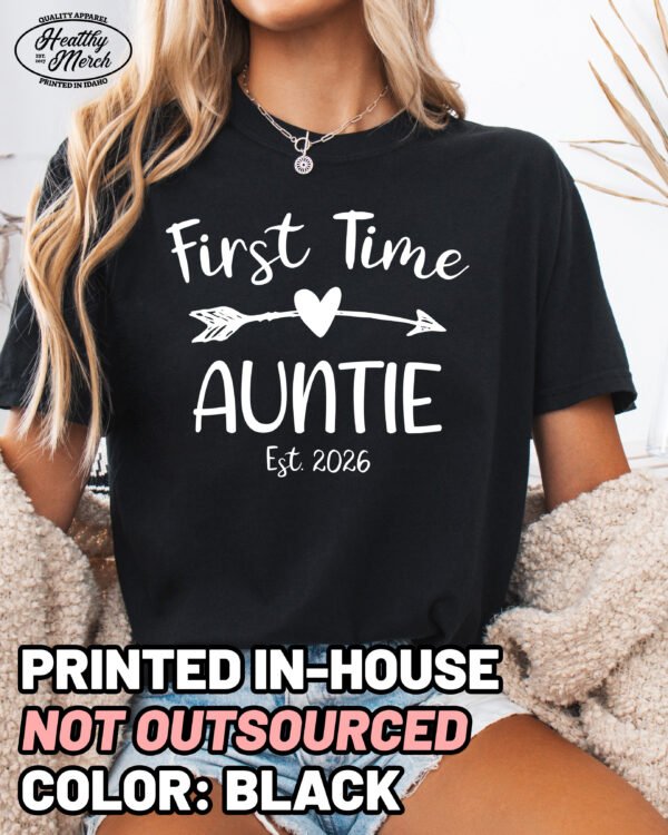 Custom First Time Auntie Shirt Comfort Colors Aunt Tee