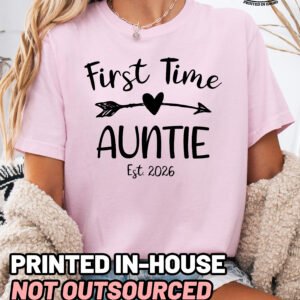 Custom First Time Auntie Shirt Comfort Colors Aunt Tee - Image 5