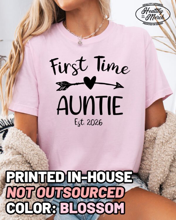 Custom First Time Auntie Shirt Comfort Colors Aunt Tee