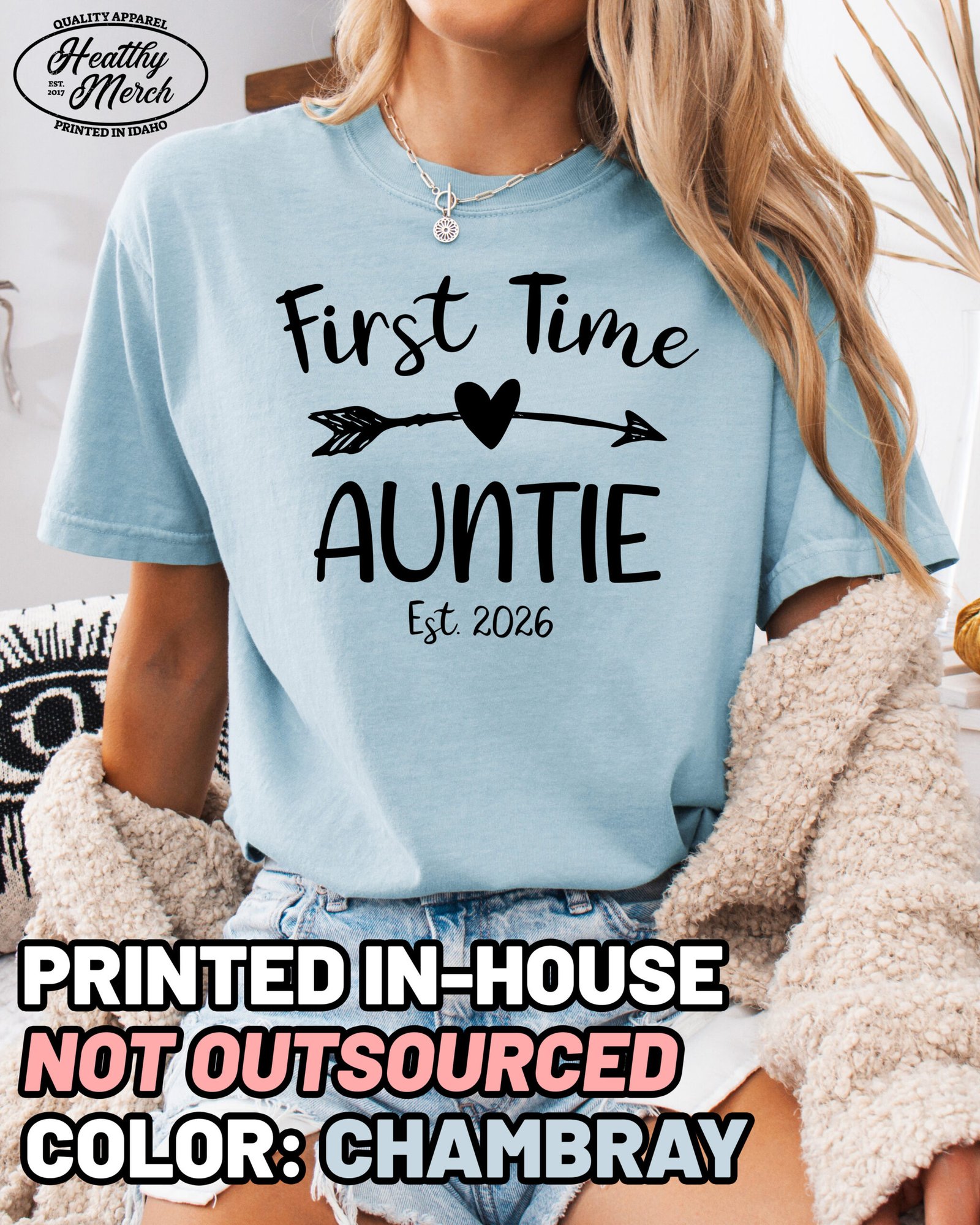 Custom First Time Auntie Shirt Comfort Colors Aunt Tee - Image 4