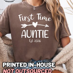 Custom First Time Auntie Shirt Comfort Colors Aunt Tee - Image 8