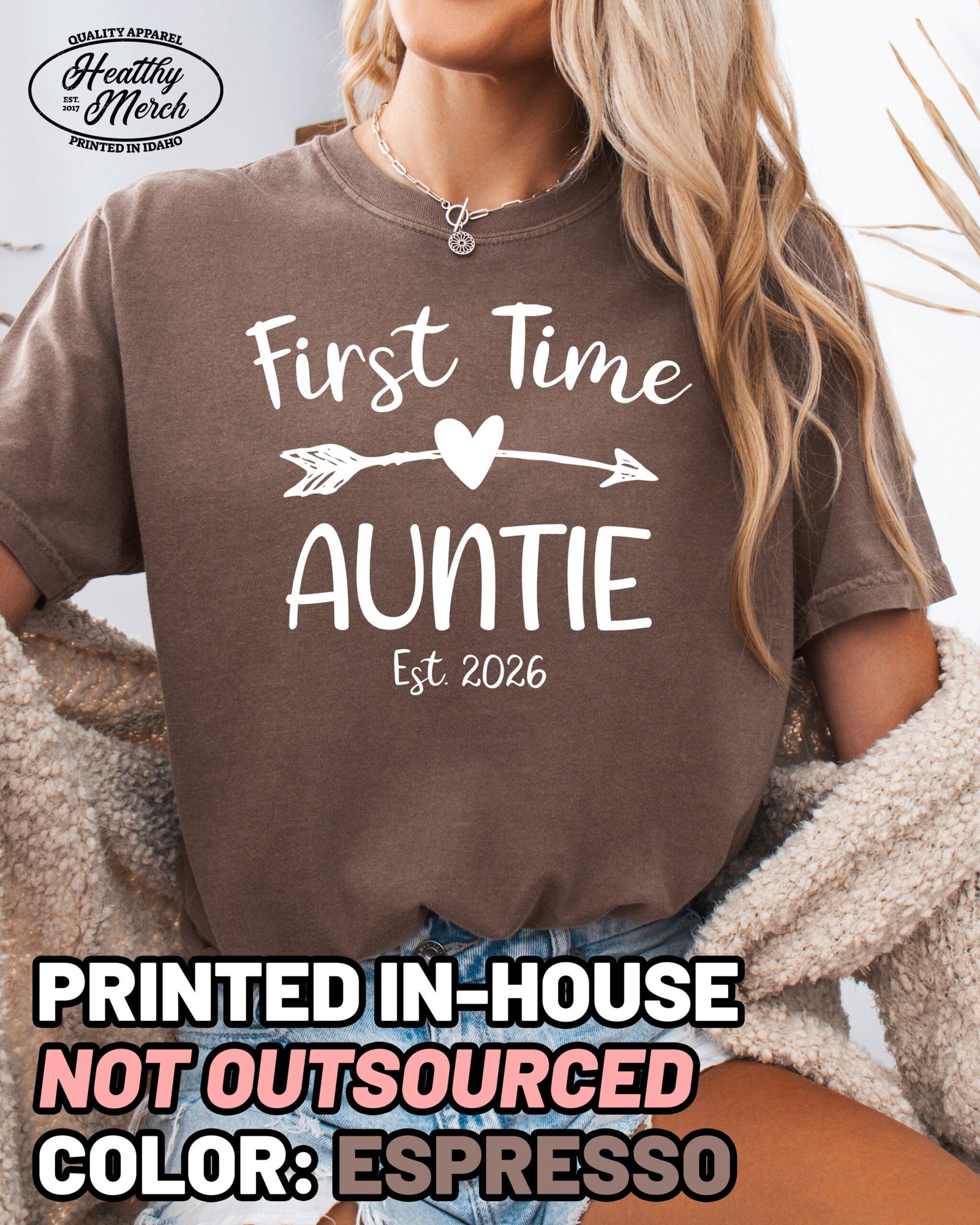 Custom First Time Auntie Shirt Comfort Colors Aunt Tee - Image 8