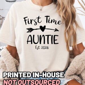 Custom First Time Auntie Shirt Comfort Colors Aunt Tee - Image 9