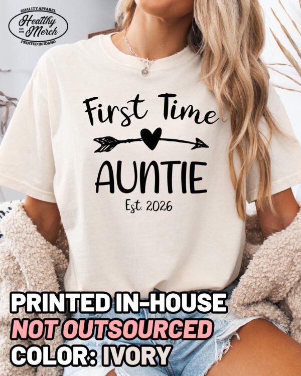Custom First Time Auntie Shirt Comfort Colors Aunt Tee