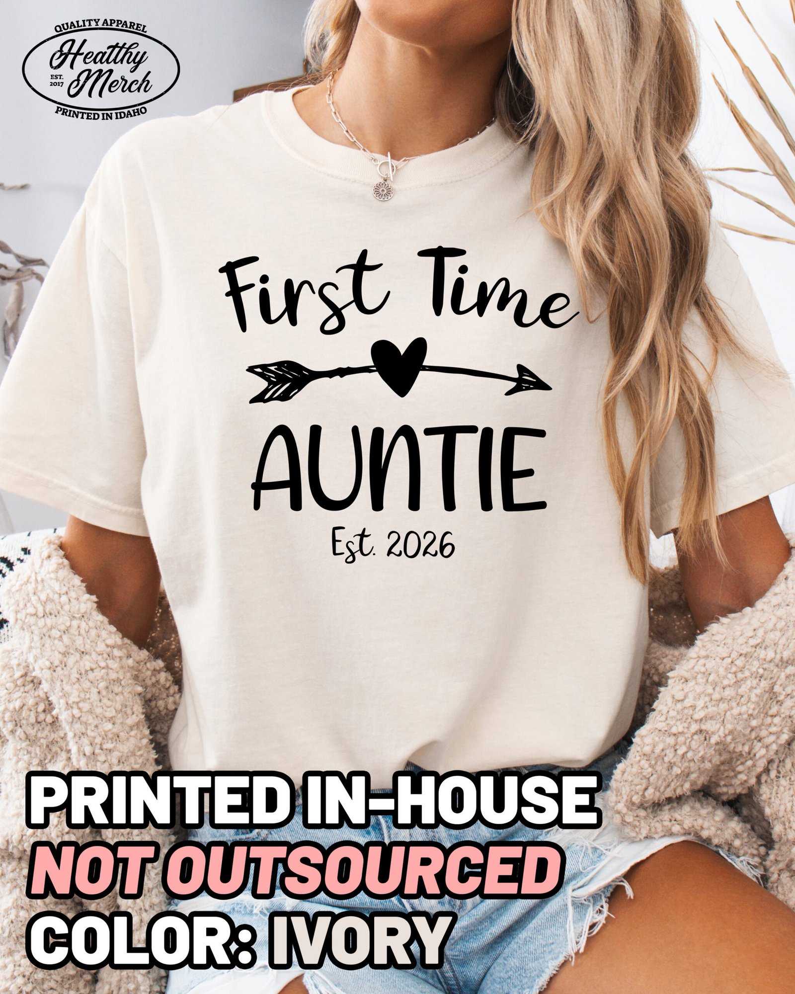 Custom First Time Auntie Shirt Comfort Colors Aunt Tee - Image 9